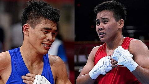 MANILA. Boxers Carlo Paalam (left) and Nesthy Petecio.