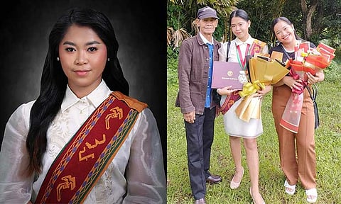 Rhoda with her grandfather Renato S. Delgado and sister Roselle D. Villasencio during the grafuation day at UPMin.