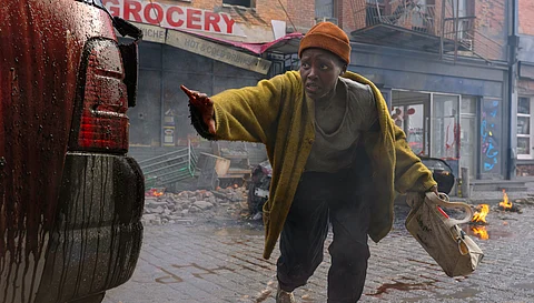 This image released by Paramount Pictures shows Lupita Nyong'o in a scene from "A Quiet Place: Day One."