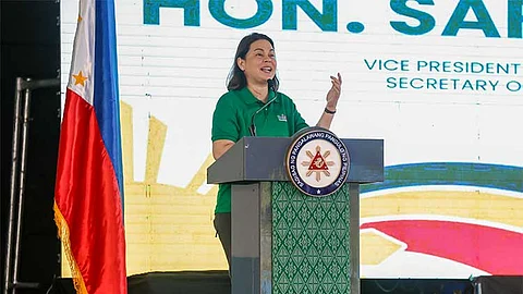 CEBU. Vice President Sara Duterte delivers a speech during the launching of the Nationwide Brigada Eskwela in Carmen, Cebu on Wednesday, July 17, 2024.