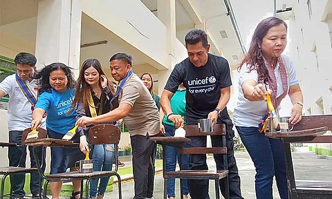 BRIGADA ESKWELA. United Nations Children’s Fund National Ambassador Gary Valenciano leads the Brigada Eskwela 2024 at Lydia Villangca Trade School in San Rafael, Bulacan. (Photo courtesy of PIA3)