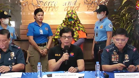 MANILA. Pauleen Canada (center, orange shirt) was presented during a press conference Friday, July 12, 2024.