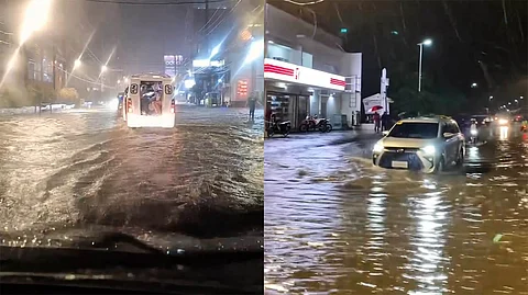 Here is the collage of what some areas in Davao City look like during heavy downpours.
On the evening of July 21, 2024, after heavy rainfall, some areas in Bajada, Davao City were captured partially submerged (left), as well as the crossing areas of Bago Aplaya (right photo).
