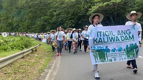 Local communities and supporting organizations march. to protest against the Kaliwa dam.