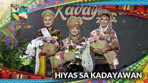 HIYAS SA KADAYAWAN 2024. Shane Marie B. Awe of Bagobo-Tagabawa (center) was crowned the Hiyas sa Kadayawan 2024, Muslima D. Limpao of Maranao (left) as Hiyas sa Panaghiusa 2024, and Jane Rose G. Miones of Bagobo-Klata as Hiyas sa Kalambuan 2024, on Friday evening, August 16, at the RMC Petro Gazz Gymnasium.