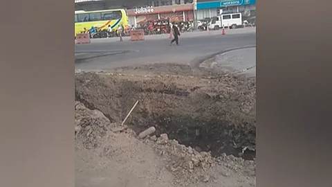 No safety barriers in drainage project