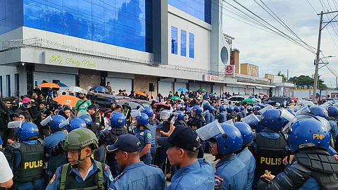 During the police dispersal of the barricade set up by members of the Kingdom of Jesus Christ (KOJC) yesterday afternoon, Monday, August 26, 2024.