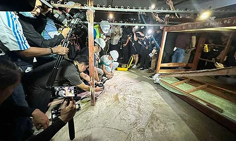 OCULAR INSPECTION. On Friday, September 6, 2024, the Office of the City Building Official (OCBO), along with Senators Ronald "Bato" Dela Rosa and Robin Padilla, inspect the Kingdom of Jesus Christ (KOJC) compound and did an ultrasonic concrete test in Jose Maria College (JMC) basement. The OCBO confirmed that fresh concrete, approximately 1-2 days old, was found in the basement of JMC.