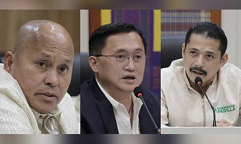 Senators Ronald "Bato" dela Rosa, Bong Go, and Robin Padilla.