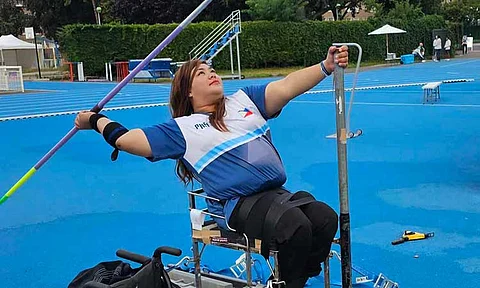 BRACING FOR PARIS. Cendy Asusano on her training in Paris for the women's para javelin throw F54 event in the 17th Paralympic Games.
