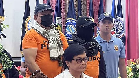 MANILA. Kingdom of Jesus Christ founder Pastor Apollo Quiboloy (2nd from right) and his co-accused were presented to the media on Monday, September 9, 2024, following their arrest on Sunday, September 8.