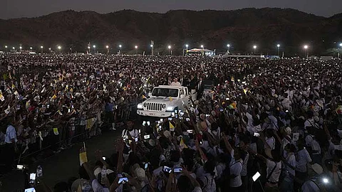 EAST TIMOR. Pope Francis leaves after leading a holy mass at Tasitolu park in Dili, East Timor, Tuesday, September 10, 2024.