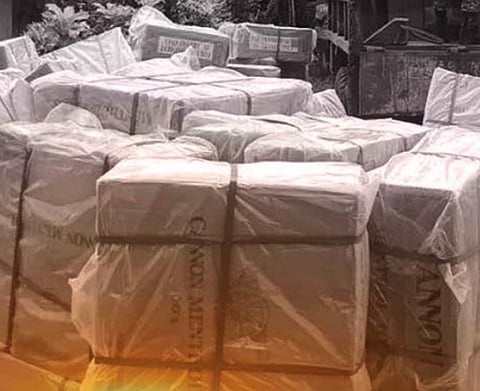 ZAMBOANGA. Authorities seize some P18.1 million worth of smuggled cigarettes on Saturday, September 21, in Sitio Holbot, Sarmiento village, Parang, Maguindanao del Norte. A photo handout shows the boxes of cigarettes placed under the custody of the police in Parang town.