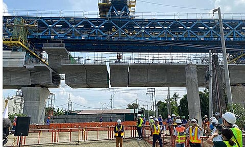 COMPLETED. Fabricated girders have been installed in the last span of the 28.02-kilometers Malolos-Valenzuela Viaduct, completing the NSCR Project Phase 1. (Photo courtesy of the Embassy of Japan to the Philippines)
