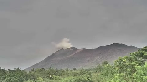 The Philippine Institute of Volcanology and Seismology (Phivolcs) shared a video from an IP camera monitoring the Kanlaon Volcano Network, which recorded volcanic ash being intermittently “entrained” or released due to continuous degassing from Kanlaon’s summit crater. (Phivolcs Photo)
