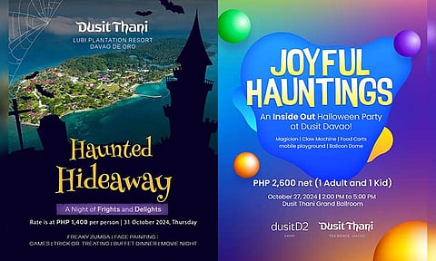 Get ready for a Halloween celebration filled with excitement and wonder at Dusit Davao Hotels and Resort! Join us on October 27, 2024, from 2 p.m to 5 p.m at the magnificent Dusit Thani Grand Ballroom for our thrilling "Joyful Hauntings-An Inside Out Halloween Party at Dusit Davao” event, designed to delight families and Halloween lovers alike!