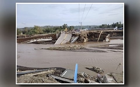 KRISTINE'S WRATH. The collapsed Bugaan Bridge in Laurel, Batangas in the aftermath of Severe Tropical Storm Kristine (international name Trami) in this undated photo. The DPWH on Monday (Oct. 28, 2024) said 17 national roads and three bridges remain impassable due to the effects of the storm. (Photo courtesy of DPWH)