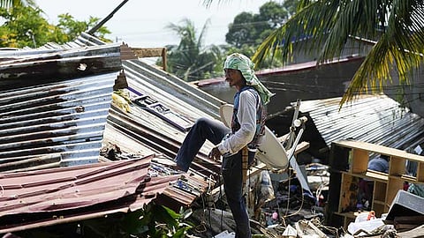 BATANGAS. Residents try to recover belongings from their damaged homes after a recent landslide triggered by Tropical Storm Kristine (Trami) struck Talisay, Batangas, leaving thousands homeless and several villagers dead on Saturday, October 26, 2024.
