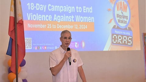 Negros Occidental Governor Eugenio Jose “Bong” Lacson delivers his message during the commencement of the 18-Day Campaign to End Violence Against Women.