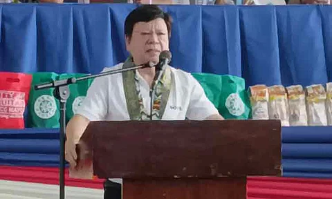 Congressman Rodante Marcoleta speaking during the PDP Christmas Caravan in Davao City on December 8, 2024.