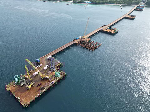 Drone shot of the Samal Island-Davao City Connector (SIDC) Project, which as of January 29, 2025, has reached an overall physical completion rate of nearly 12 percent.