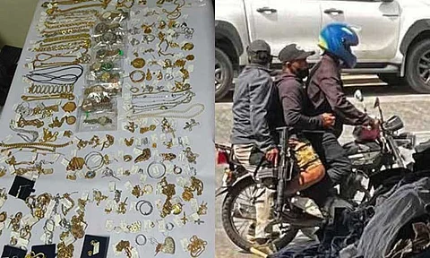 Three armed suspects escaped after robbing a jewelry shop in Ilustre, Davao City, on Wednesday morning, February 26, 2025. One of the suspects has been captured in Bankerohan. A dragnet operation and investigation are still ongoing to apprehend the remaining suspects. On the left side, jewelries were recovered during the police hot pursuit operation.