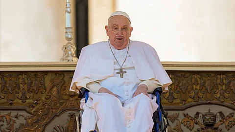 Pope Francis arrives at the end of a mass in St. Peter's Square at The Vatican, Sunday, April 6, 2025, part of the jubilee of the sick and the health workers. (AP Photo)