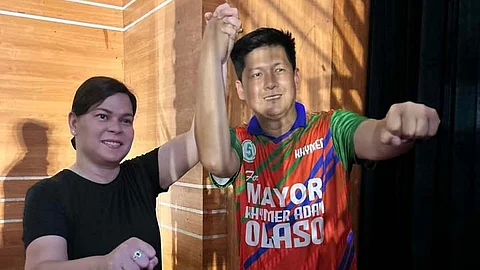 ZAMBOANGA. Vice President Sara Duterte on Friday, May 2, 2025, endorses the candidacy of Team Zamboanga with first district Representative Khymer Olaso (right), urging the registered voters to choose wisely when they cast their votes on May 12 mid-term polls. (SunStar Zamboanga)