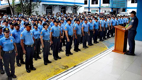 Police Colonel Kim P. Legada leads the sendoff ceremony for 423 ICPO personnel deployed to secure the May 12, 2025 elections in Iloilo City. The team will support local operations and enforce COMELEC rules during the polls. (Photo courtesy of Iloilo City Police Office)