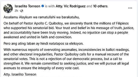 Ipaihap og balik boto ni Quiboloy