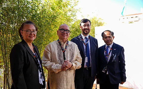 From left, Philippine ambassador to France, Ambassador Junever Mahilum-West, FDCP Chairman and CEO, Mr. Jose Javier Reyes, CNC President, Mr. Gaëtan Bruel, and French Embassy in the Philippines through Audiovisual Attaché Martin Marvin Macalintal