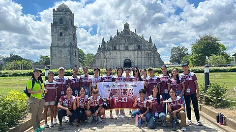 ICONIC VISIT. The Davao Eagles secondary girls' athletics team and coaches visit the historic 432-year-old Paoay Church, a Unesco World Heritage Site, where they attended Mass on May 18 before competing in Palarong Pambansa 2025 opening on May 24 in Laoag City.