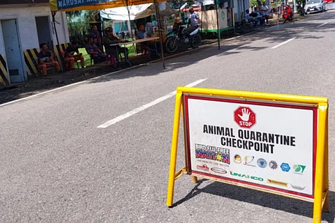 ASF WATCH. An animal quarantine checkpoint on the border of Borongan City, Eastern Samar province in this undated photo. Borongan City in Eastern Samar has been placed under a state of calamity as African Swine Fever spread to more areas.