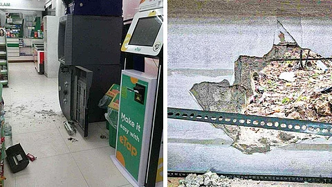 ■ NASUDLAN OG KAWATAN: Human gibakbak ang sementado nga pader sa 360 Pharmacy sa Jagobiao Branch, Siyudad sa Mandaue, nakasulod ang mga kawatan sa establisemento ug gisuwayan pa og ligwat ang automated teller machine (ATM) nga diha sa sulod apan way nadala nga kuwarta, gawas lang sa P100,000 nga halin sa maong botika. Nasayran sa management ang hitabo niadtong sayong buntag sa Martes, Hunyo 3, 2025, sa dihang mangabli na unta sa maong botika.