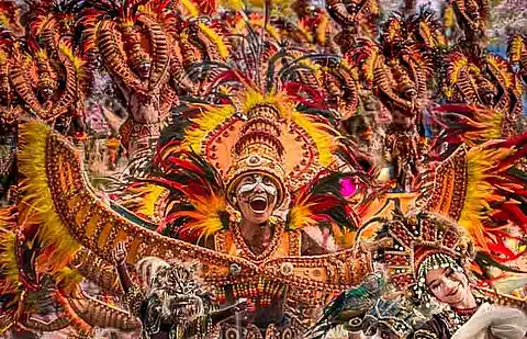 JAPAN. Tribu Paghidaet of La Paz National High School performs at the Philippine National Day parade during the World Expo 2025 in Osaka, Japan, showcasing the vibrant energy and cultural richness of the Iloilo Dinagyang Festival.