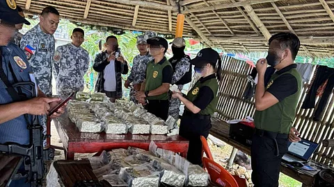Photo during the recovery of drugs in waters off Pangasinan (PCG)