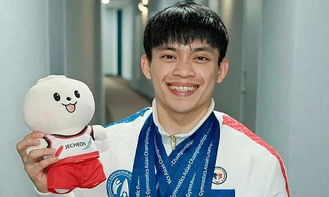 GOLDEN COMEBACK. Filipino double Olympic champion Carlos Yulo celebrates a stunning comeback at the 12th Senior Asian Artistic Gymnastics Championships in Jecheon, South Korea, winning one gold and three bronze medals in his first competition since the Paris Olympics.