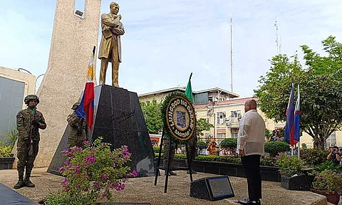 Senator Ronald "Bato" M. Dela Rosa leads the wreath laying ceremony at Rizal Park, Davao City in commemoration of the 127th Philippine Independence on Thursday morning, June 12, 2025.