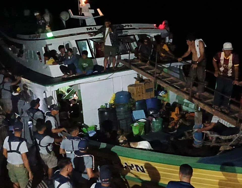 ZAMBOANGA. Navy personnel aboard BRP General Mariano Alvarez rescue M/L len-Lyn, a wooden-hulled vessel in distress with 90 people aboard on Thursday evening, June 12, off the coast of Languyan, Tawi-Tawi. The vessel was safely towed to a Chinese pier in Bongao, Tawi-Tawi.