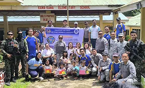 ZAMBOANGA. Uniformed servicemen conduct an outreach program on Saturday June 14, benefitting 150 students of Kawa-Kawa Elementary School in Sitio Latuan, Baluno village, Isabela City. The 6th Air Reserve Center and the 612th Search and Rescue Squadron initiated the conduct of the activity.