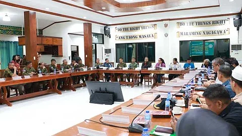 ZAMBOANGA. Top officials of the Commission on Elections, Armed Forces of the Philippines, and Philippine National Police discuss security preparations for the first-ever parliamentary elections in the Bangsamoro Autonomous Region in Muslim Mindanao (Barmm) on October 13, 2025.