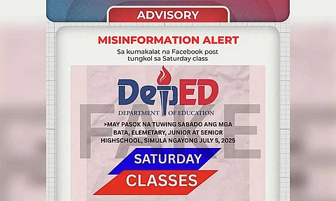 The Department of Education (DepEd) has warned the public against circulating false information, following a viral social media post that falsely claimed Saturday classes will begin for elementary to senior high school students starting July 5. In an advisory posted on July 1 via its official Facebook page, DepEd categorically denied the claim, calling it “fake news.”