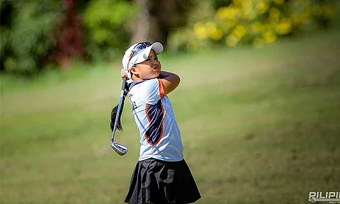 GIRLS CHAMPION. Claren Quiño of Bukidnon captures the girls’ 7-10 division title in the ICTSI Pueblo de Oro Junior PGT Championship on Wednesday, July 2, 2025.