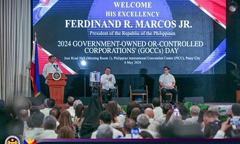 GOCC DAY. President Ferdinand R. Marcos Jr., Executive Secretary Lucas Bersamin (middle), and Finance Secretary Ralph Recto lead the Government-Owned- or Controlled Corporations (GOCCs) Day on May 6, 2024. The Department of Finance said that to date, remittances from GOCCs reached over PHP100 billion. (Photo courtesy of DOF)
