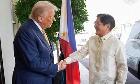 POTUS WELCOME. President Ferdinand R. Marcos Jr. and US President Donald J. Trump shake hands at the White House before their bilateral meeting on Wednesday (July 23, 2025). Speaking to the press, Trump expressed his admiration for the Filipino people, as well as for Marcos, saying, "We love them and we respect their leader." (PCO photo)