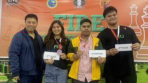 STRONG 2ND. Davao City woman national master (WNM) Samantha Umayan, second from left, places second in the male-dominated junior open division of the Philippine Academy for Chess Excellence (Pace) Rapid Fide Rated 1899 Under tournament held Sunday, July 27, in Quezon City.