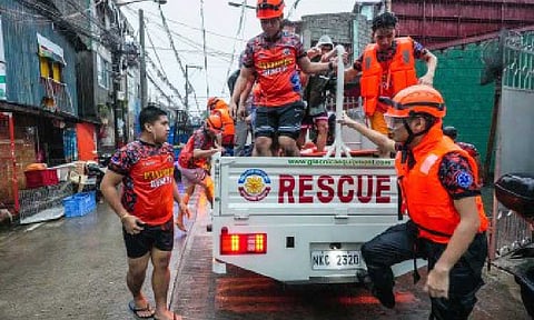 FLOODED. Rescuers are deployed to Barangay San Antonio, Quezon City on July 21, 2025 as floodwaters rose due to continuous rains brought by enhanced southwest monsoon or "habagat." The National Disaster Risk Reduction and Management Council on Tuesday (Aug. 5, 2025) reported that 40 people have been reported killed due to the severe weather that hit the country in late July, of which only three have so far been confirmed. (PNA photo by Robert Oswald P. Alfiler)