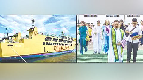 SHIP BLESSING. Msgr. Roberto Alesna leads the blessing of the mv Filipinas Bohol.