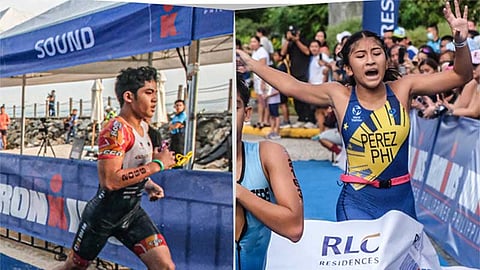 Cebu’s Christy Ann Perez and Zackary Angelo Da Silva bagged the top prize in the 2025 RLC IronKids Philippines 13–15 age group event held at Dusit Thani, Mactan, Cebu. Photos by Juan Carlo De Vela