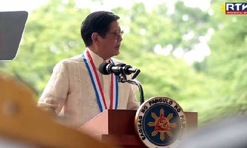 HEROES DAY. President Ferdinand R. Marcos Jr. leads the National Heroes’ Day rites at the Libingan ng mga Bayani in Taguig City on Monday (Aug. 25, 2025), urging Filipinos to honor the sacrifices of past heroes by fighting modern-day threats. Marcos warned that corruption and abuse of power are “the new enemies of freedom” that steal the future of generations to come. (RTVM screengrab)